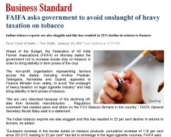 FAIFA asks government to avoid onslaught of heavy taxation on tobacco [Business Standard]_24012017
