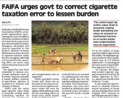 FAIFA urges govt to correct cigarette taxation error to lessen burden {Business Standard]_27062019