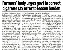 Farmers' body urges govt to correct cigarette tax error to lessen burden [Business Standard]