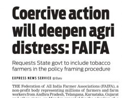 Coercive action will deepen agri distress- FAIFA[New Indian Express]_29102019